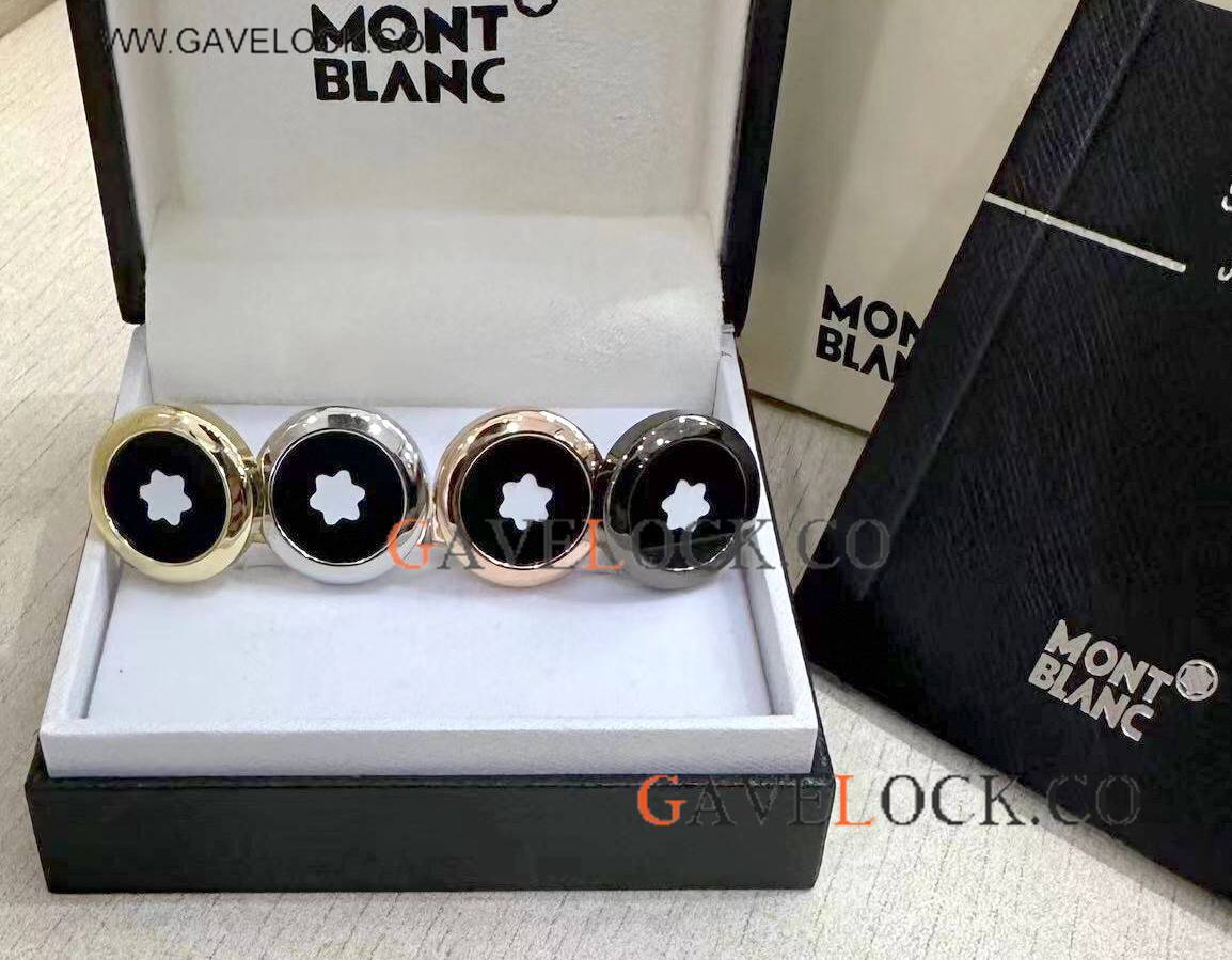 Faux Mont blanc Round Cufflinks Rose Gold for Mens